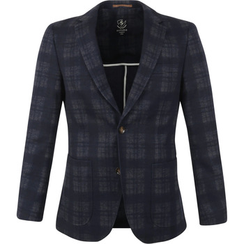 Vêtements Homme Vestes / Blazers Suitable Respect Veste Jersey Carreaux Flex Anthracite Gris