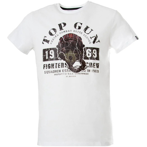 Vêtements Homme Débardeurs / T-shirts sans manche Top Gun TEE firered SHIRT TG-TS-102 OPTICAL WHITE Blanc