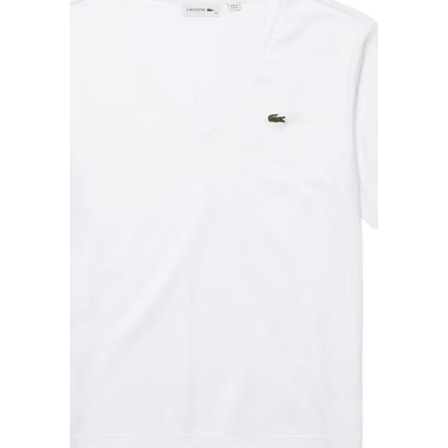 Vêtements Femme Gilets / Cardigans Lacoste T shirt  Femme Col V Ref 54003 Blanc Blanc