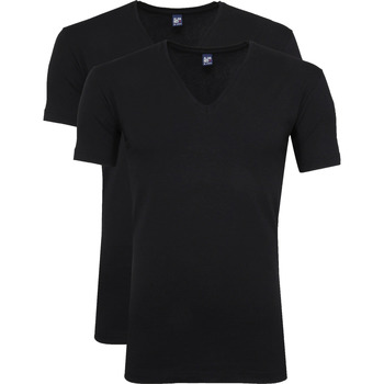 Vêtements Homme T-shirts & Polos Alan Red T-Shirt Col-V Stretch Noir Lot de 2 Noir