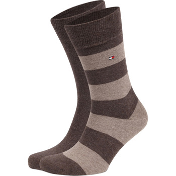 socquettes tommy hilfiger  chaussettes 2 paires rugby marron 
