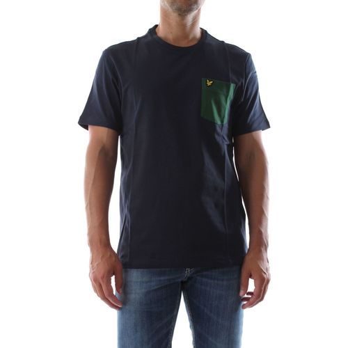 Vêsweater Homme T-shirts & Polos Lyle & Scott TS831V CONTRAST PKT TEE-W743 DARK NAVY/ENGLISH GREEN Bleu