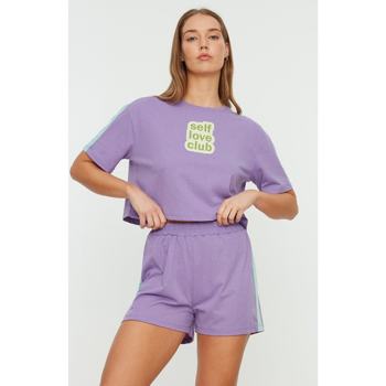 Vêtements Femme Pyjamas / Chemises de nuit Trendyol Ensemble de pyjama lilas détaillé violet