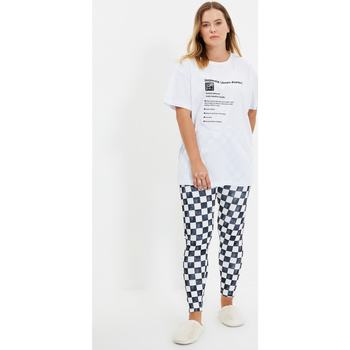 Vêtements Femme Pyjamas / Chemises de nuit Trendyol Ensemble pyjama en maille imprimé noir et blanc blanc