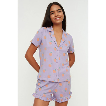 Vêtements Femme Pyjamas / Chemises de nuit Trendyol Ensemble de pyjama en tricot imprimé fruits lilas violet
