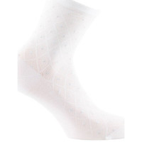 Sous-vêtements Femme Chaussettes Kindy Socquettes en fil d'écosse fantaisie croisillons MADE IN FRANCE Blanc