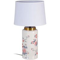 Maison & Déco Lampes à poser Ixia Lampe en céramique florale 50 cm Blanc