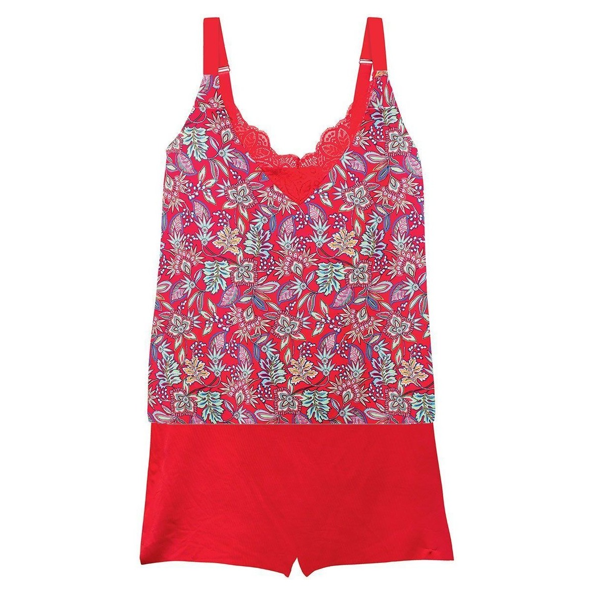 Vêtements Femme Pyjamas / Chemises de nuit Pomm'poire Top-short multico rouge Aria Rouge
