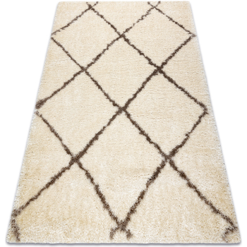 tapis rugsx  tapis fluffy 2373 shaggy treillis - crème 80x150 cm 