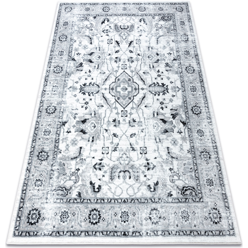 Hall In The Wall Tapis Rugsx Tapis ARGENT - W7040 Cadre, vintage gris 133x190 cm Gris