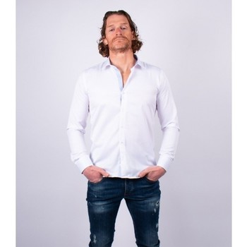 Vêtements Homme Chemises manches longues Hollyghost Chemise slim ivoire avec col français Blanc