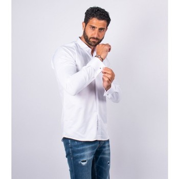 Vêtements Homme Chemises manches longues Hollyghost Chemise blanche à boutonner avec col cassé Blanc