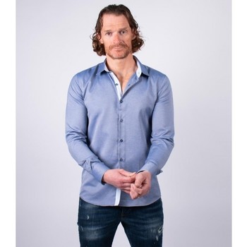 Vêtements Homme Chemises manches longues Hollyghost Chemise bleu à boutonner avec col français Bleu