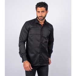 Vêtements Homme Chemises manches longues Hollyghost Chemise noir à boutonner avec col cassé Noir