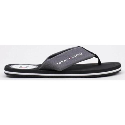 Chaussures Homme Tongs Tommy Hilfiger RECYCLED CHAMBRAY  BEACH SANDAL Noir