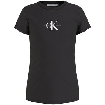 Vêtements Fille T-shirts manches courtes Calvin Klein Jeans  Noir