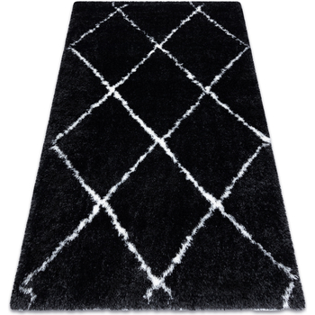 tapis rugsx  tapis fluffy 2373 shaggy treillis - anthracite 80x150 cm 