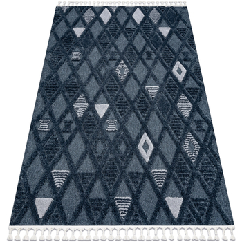 tapis rugsx  tapis sevilla y499b treillis, diamants bleu frange 240x330 cm 