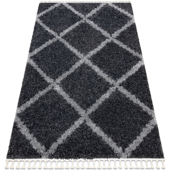 tapis rugsx  tapis union 3482 treillis gris franges berbère 120x170 cm 