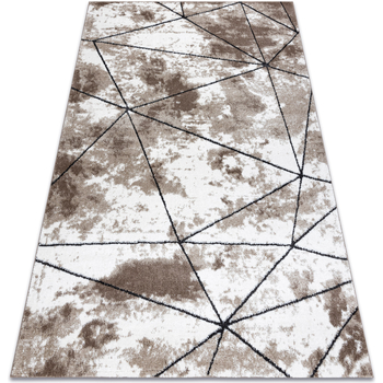 Tapis Bunny Noir Imitation De Tapis Rugsx Tapis moderne COZY Polygons, géométrique, triang 80x150 cm Marron