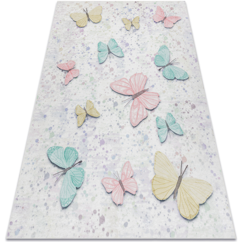 Sélection enfant à moins de 70 Tapis Rugsx Tapis lavable BAMBINO 1610 Papillons pour les 120x170 cm Beige
