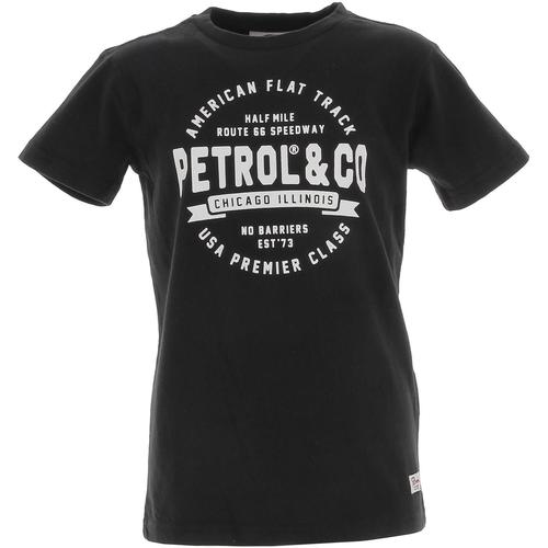 Vêtements Garçon logo embroidered ruffled shirt Petrol Industries Tee-shirt mc round neck Noir