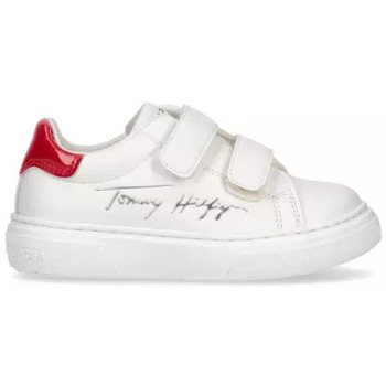 Chaussures Fille Baskets mode Tommy Hilfiger LOW CUT VELCRO SNEAKER WHITE/BLEUE/RED Blanc