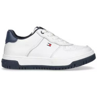 Chaussures Garçon Baskets mode Tommy Hilfiger LOW CUT LACE-UP SNEAKER WHITE/BLUE Blanc