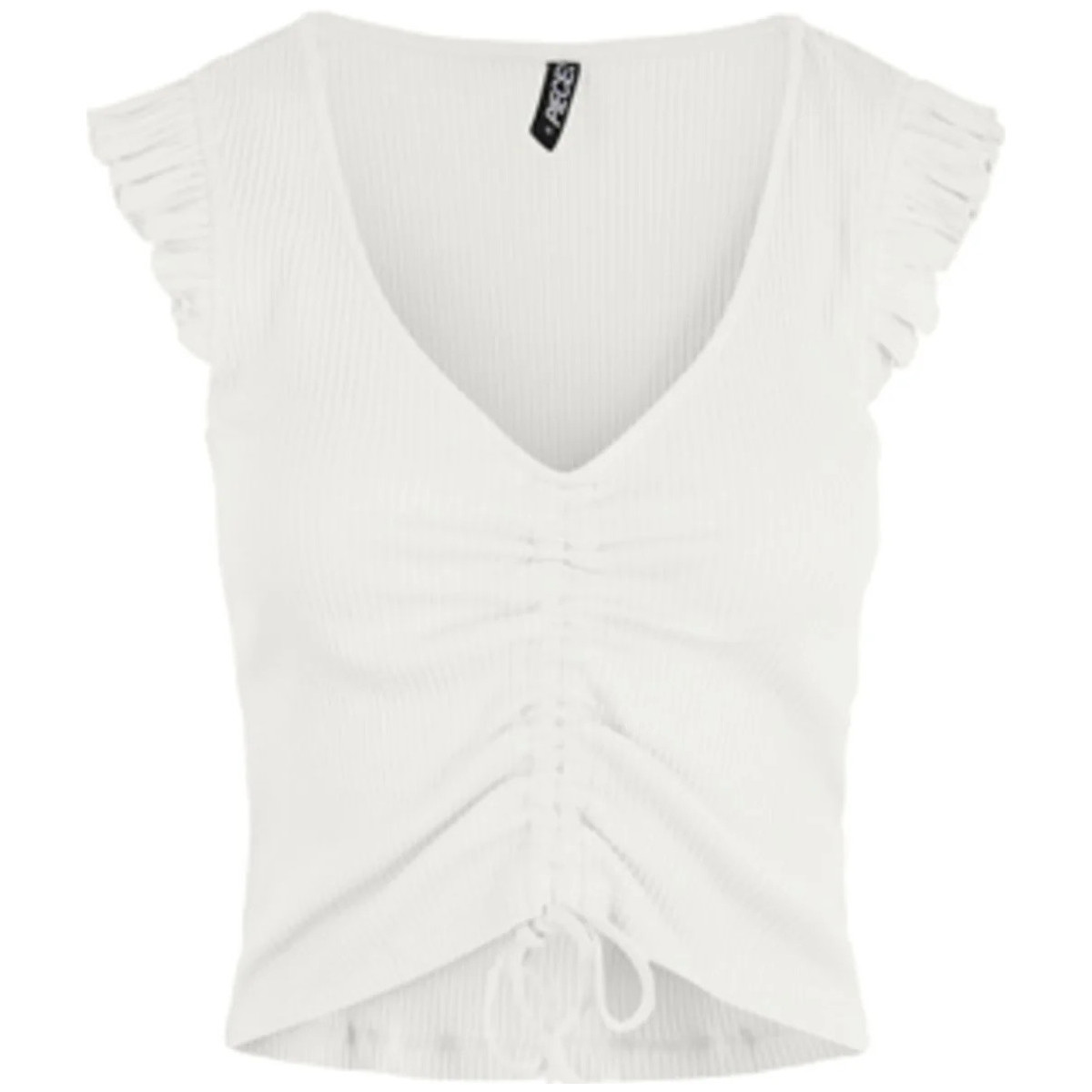 Vêtements Femme Débardeurs / T-shirts sans manche Pieces T-shirt blanc sans manches réglable Blanc