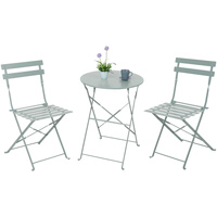 Maison & Déco Ensemble table et chaises de jardin 7H Sevenon Terrasse en métal - Ensemble de 2 chaises et table ronde Gris
