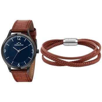 Montres & Bijoux Homme Montres Mixtes Analogiques-Digitales Chronostar Retro 39mm 3h blue dial brown s+bracelet Multicolore