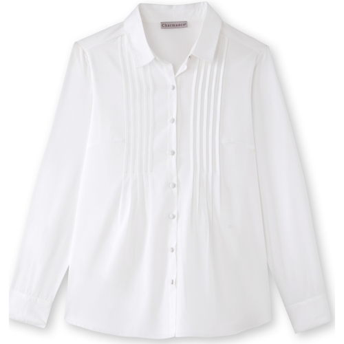 Vêtements Femme Chemises / Chemisiers Daxon by  - Chemisier effet plastron Blanc