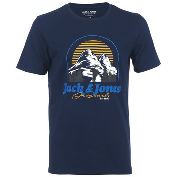 Vêtements Homme T-shirts & Polos Jack & Jones TEE-SHIRT LOISIRS - NAVY BLAZER - L NAVY BLAZER