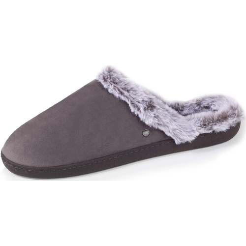 Isotoner Chaussons Mules fausse fourrure Gris - Chaussures Chaussons Femme  23,03 €
