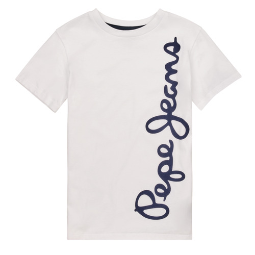 Vêtements Garçon T-shirts manches courtes Pepe wide jeans WALDO S/S Blanc