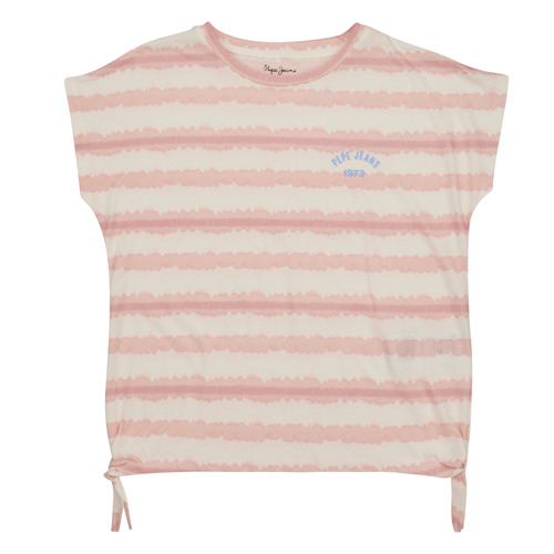 Vêtements Fille T-shirts manches courtes Pepe Skinny jeans PETRONILLE Blanc / Rose