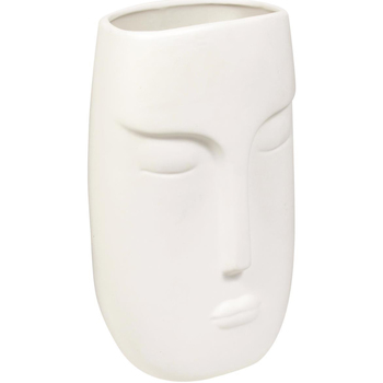 Maison & Déco Vases / caches pots d'intérieur Taies doreillers / traversins Vase visage en grès Blanc
