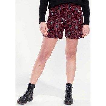 Vêtements Femme Shorts / Bermudas La Fiancee Du Mekong Short maille elastiqué imprimé SHAKTI Rouge gamay