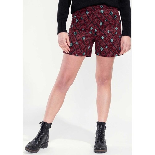 Vêtements Femme Shorts / Bermudas Coco & Abricotkong Short maille elastiqué imprimé SHAKTI Rouge