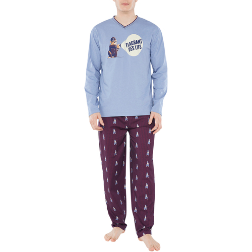 Vêtements Homme Pyjamas / Chemises de nuit Arthur Pyjama Long coton r?gular Bleu