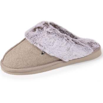 Chaussures Femme Chaussons Isotoner Chaussons Mules cuir Taupe Chiné
