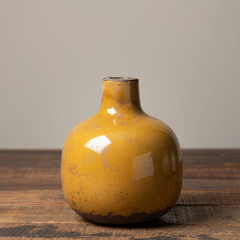 Chehoma Vase céramique moutarde 16x14cm Jaune