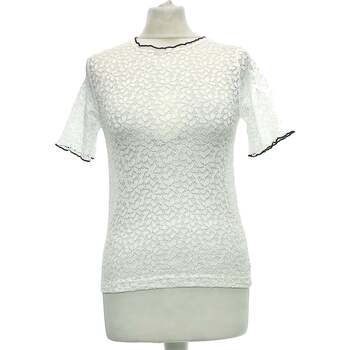 Zara top manches courtes  36 - T1 - S Blanc Blanc