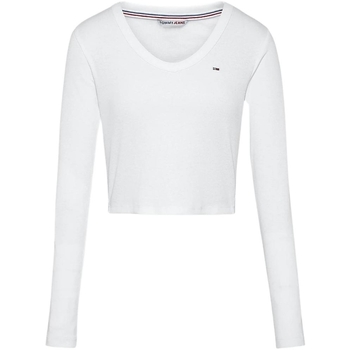 Vêtements Femme T-shirts & Polos Tommy Jeans T Shirt Manches Longues Femme  Ref 5741 Blanc
