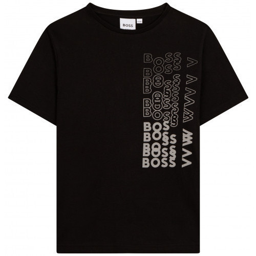 Vêtements Enfant T-shirts & Polos BOSS Tee shirt  junior noir réféchissant J25M23/09B Noir
