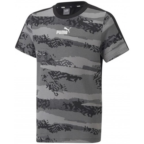 Vêtements Garçon T-shirts manches courtes Puma TEE SHIRT JR ALPHA AOP - Noir - 176 Noir