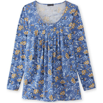 Vêtements Femme T-shirts & tipo Polos Daxon by  - Tunique manches longues extensible Bleu