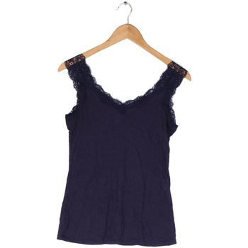 Vêtements Femme Minga London T-shirt a maniche lunghe a coste a righe con logo ricamato Promod Debardeur, Bustier  - Taille 38 Bleu
