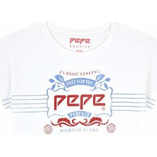 Vêtements Fille T-shirts manches courtes Pepe Masculino jeans  Blanc