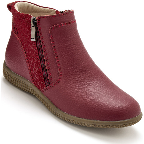 Pediconfort Boots cuir double zip Rouge - Chaussures Boot Femme 55,99 €
